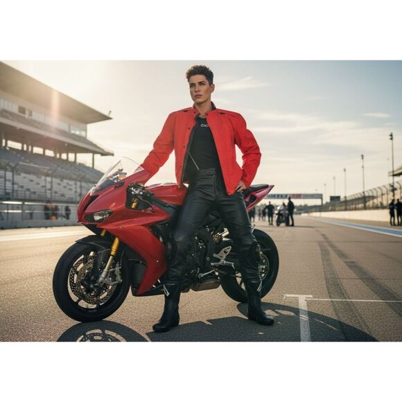MotoGP Red Jacket With Zipper & Button Front Closure Unisex Large Polyester Bike - Picture 1 of 16